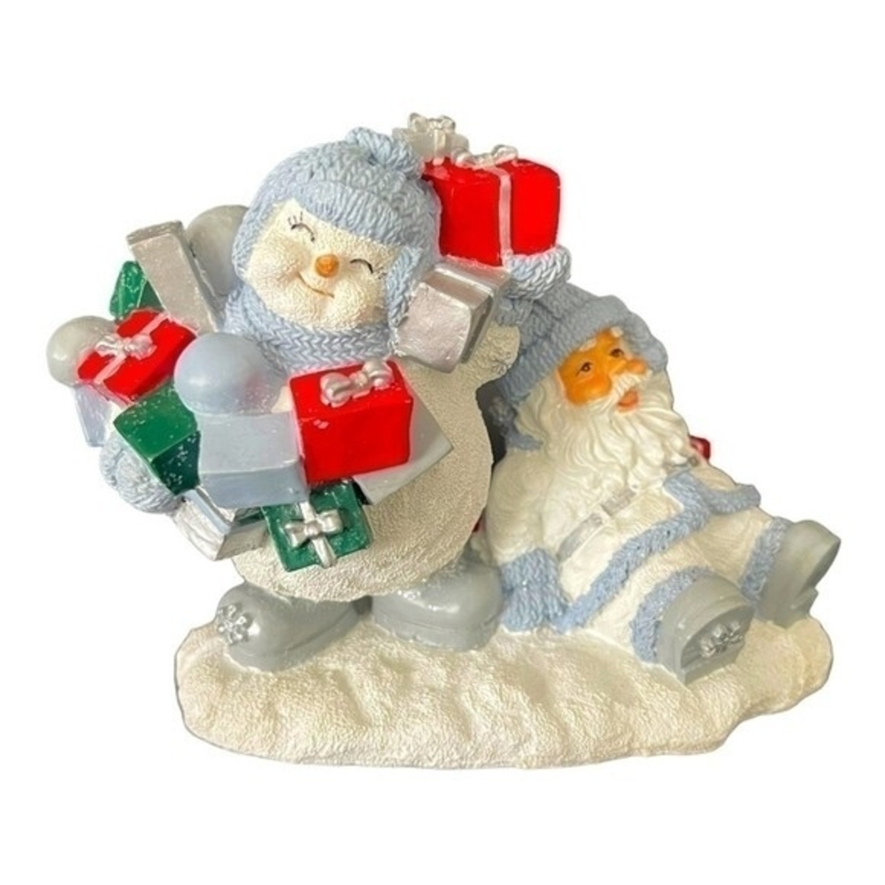 Encore Snow Buddies All For Me Santa Snowman Figurine 2000 Christmas Decor VNTG